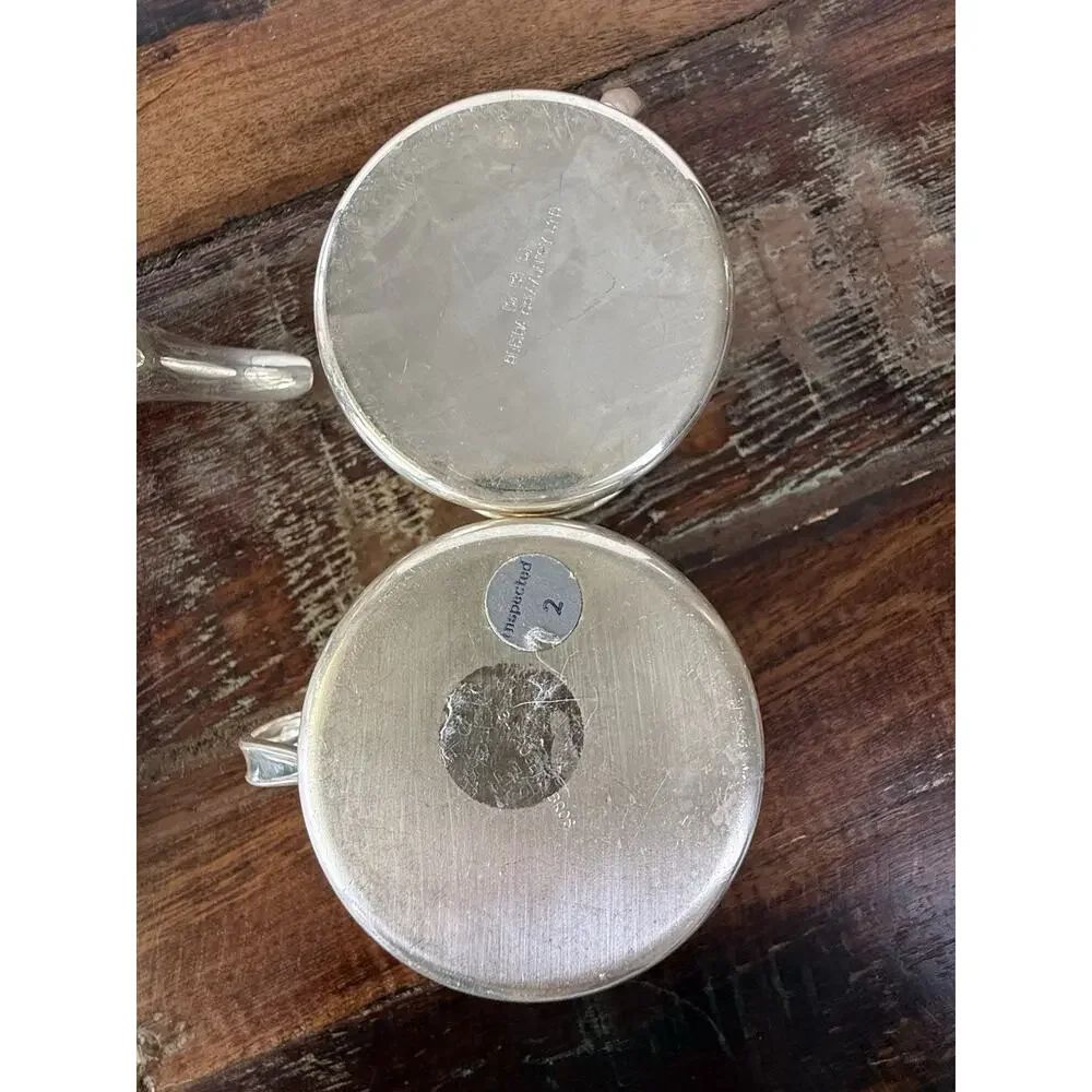 Vintage Wilcox Silver Plate Coffee Pot Wm Rogers Gold Wash Cups 3 Piece Set